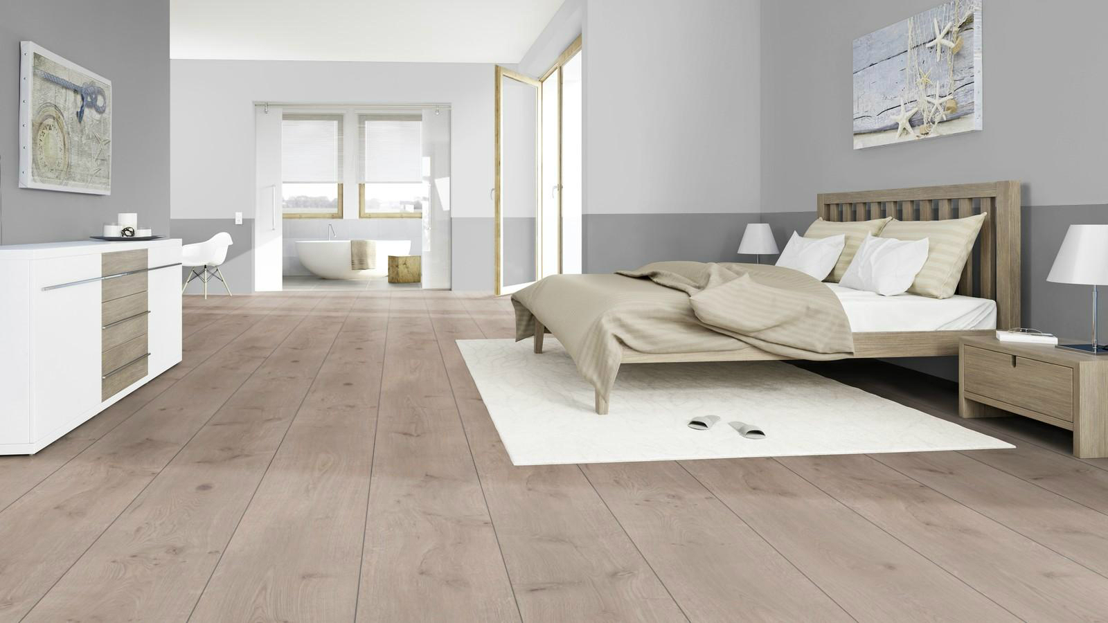 Ламинат Ter Hurne Дуб Эшфорд Серо-Коричневый A08 (1385) 1285×327×8 фото в интерьере